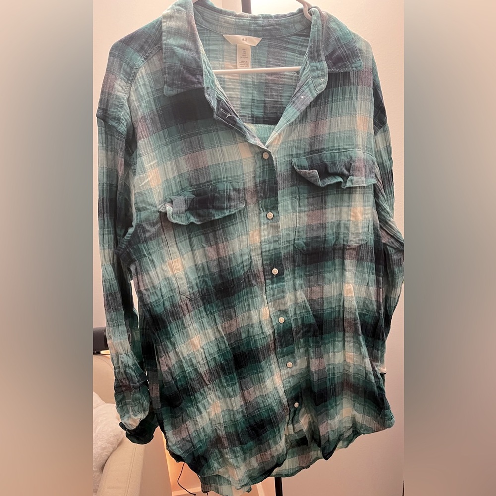 Plaid long button up